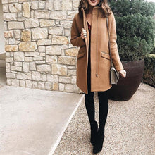 Load image into Gallery viewer, Solid Zipper Pocket Long Woolen Coat
