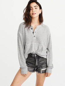 Cakimoda Womens Cozy Henley Sweatshirt