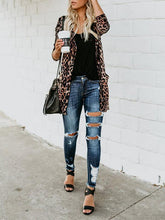 Load image into Gallery viewer, Brown Leopard Print Casual Long Sleeve Plus Size Cardigan
