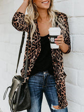 Load image into Gallery viewer, Brown Leopard Print Casual Long Sleeve Plus Size Cardigan
