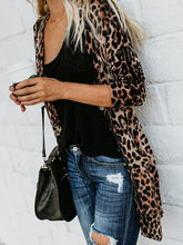 Load image into Gallery viewer, Brown Leopard Print Casual Long Sleeve Plus Size Cardigan
