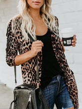 Load image into Gallery viewer, Brown Leopard Print Casual Long Sleeve Plus Size Cardigan
