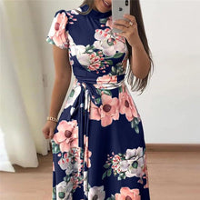 Load image into Gallery viewer, Corachic.com - Long Maxi Dress Floral Print Boho Style Beach Dress Casual Short Sleeve Bandage Dress - Dresses
