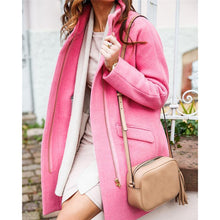 Load image into Gallery viewer, Solid Zipper Pocket Long Woolen Coat
