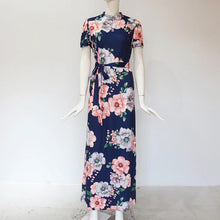 Load image into Gallery viewer, Corachic.com - Long Maxi Dress Floral Print Boho Style Beach Dress Casual Short Sleeve Bandage Dress - Dresses
