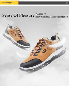 Men Sports Casual Wearable Hiking Sneakers Male Non-slip Running Quality Leather Shoes