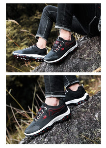 Men Sports Casual Wearable Hiking Sneakers Male Non-slip Running Quality Leather Shoes