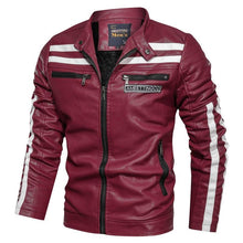 Load image into Gallery viewer, Men&#39;s Leather Jacket Fashion with Fleece Thicken Motorcycle Jacket Men Slim Style Quality Leather Jacket
