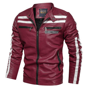 Men's Leather Jacket Fashion with Fleece Thicken Motorcycle Jacket Men Slim Style Quality Leather Jacket