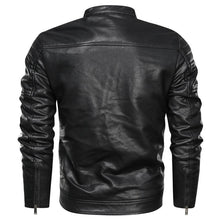 Load image into Gallery viewer, Men&#39;s Leather Jacket Fashion with Fleece Thicken Motorcycle Jacket Men Slim Style Quality Leather Jacket
