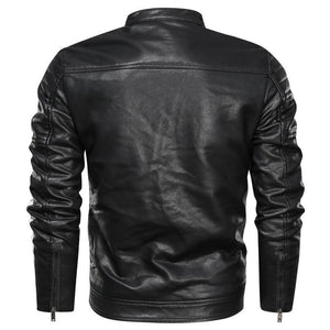 Men's Leather Jacket Fashion with Fleece Thicken Motorcycle Jacket Men Slim Style Quality Leather Jacket