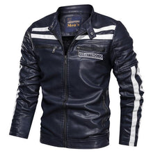 Load image into Gallery viewer, Men&#39;s Leather Jacket Fashion with Fleece Thicken Motorcycle Jacket Men Slim Style Quality Leather Jacket
