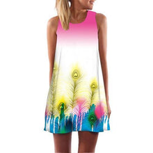 Load image into Gallery viewer, Corachic.com - Women Rose Print Sleeveless Summer Dress O-Neck Casual Loose Mini Chiffon Dresses - Dresses
