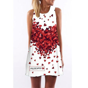 Corachic.com - Women Rose Print Sleeveless Summer Dress O-Neck Casual Loose Mini Chiffon Dresses - Dresses