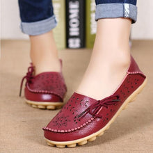 Load image into Gallery viewer, Corachic.com - Women Flats Women Genuine Leather Shoes Slip On Loafers Woman Soft Nurse Ballerina Shoes Plus Size 34-44 Casual Sapato Feminino
