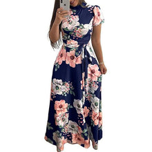 Load image into Gallery viewer, Corachic.com - Long Maxi Dress Floral Print Boho Style Beach Dress Casual Short Sleeve Bandage Dress - Dresses
