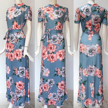 Load image into Gallery viewer, Corachic.com - Long Maxi Dress Floral Print Boho Style Beach Dress Casual Short Sleeve Bandage Dress - Dresses
