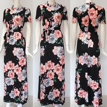 Load image into Gallery viewer, Corachic.com - Long Maxi Dress Floral Print Boho Style Beach Dress Casual Short Sleeve Bandage Dress - Dresses
