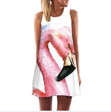 Load image into Gallery viewer, Corachic.com - Women Rose Print Sleeveless Summer Dress O-Neck Casual Loose Mini Chiffon Dresses - Dresses
