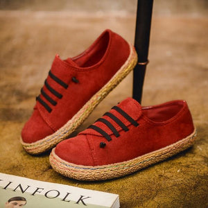 Women Casual Lace-up Flats Comfortable Round Toe Loafers Shoes